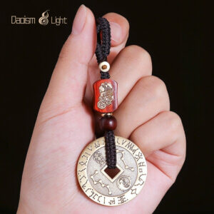 Daoism Light brass Ziwei mantra coin keychain pendant