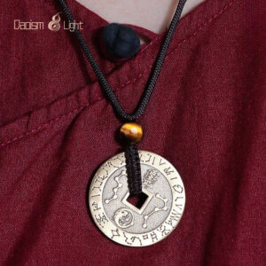 Daoism Light brass Ziwei mantra coin keychain pendant