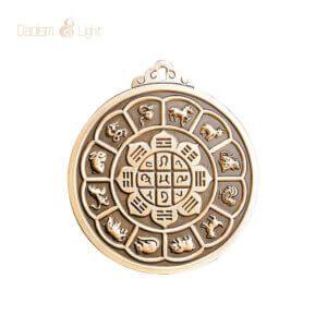 Daoism Light solid brass Zodiac Bagua Vajra pendant charm