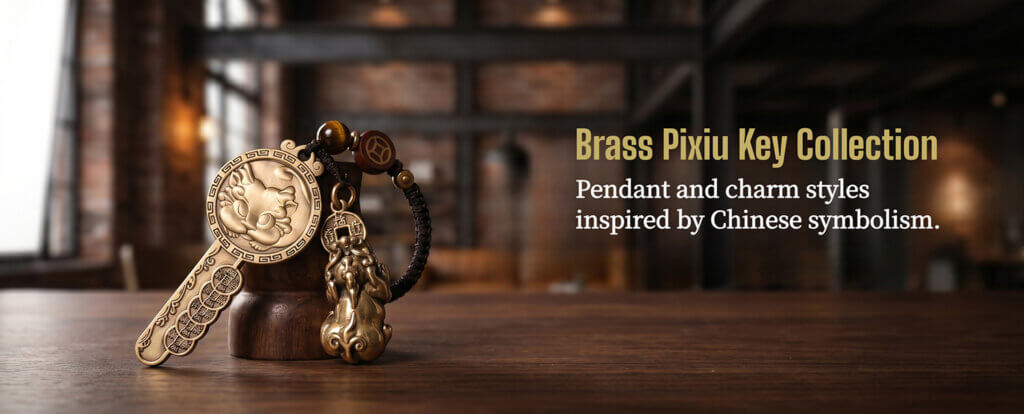 Daoism Light brass Pixiu key pendant and charm collection