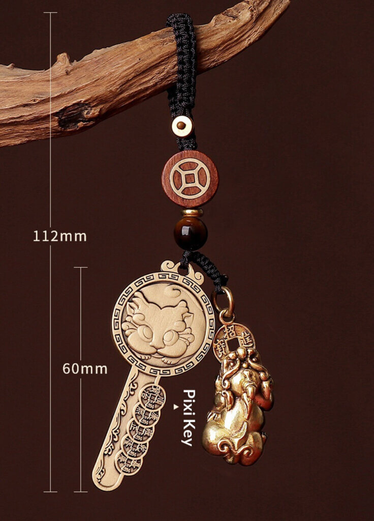 Chinese symbolic brass key charm by Daoism Light