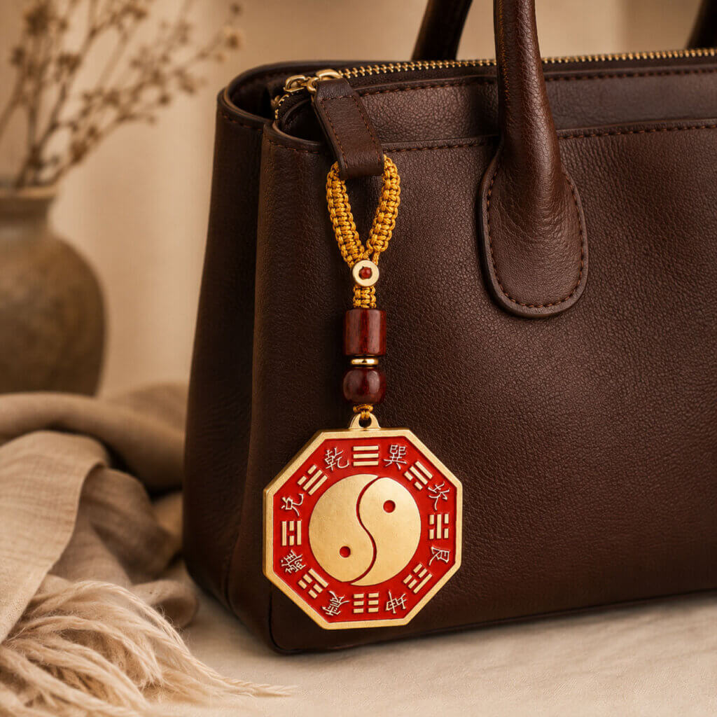 Daoist Taiji Bagua Yin Yang charm for keys and bags