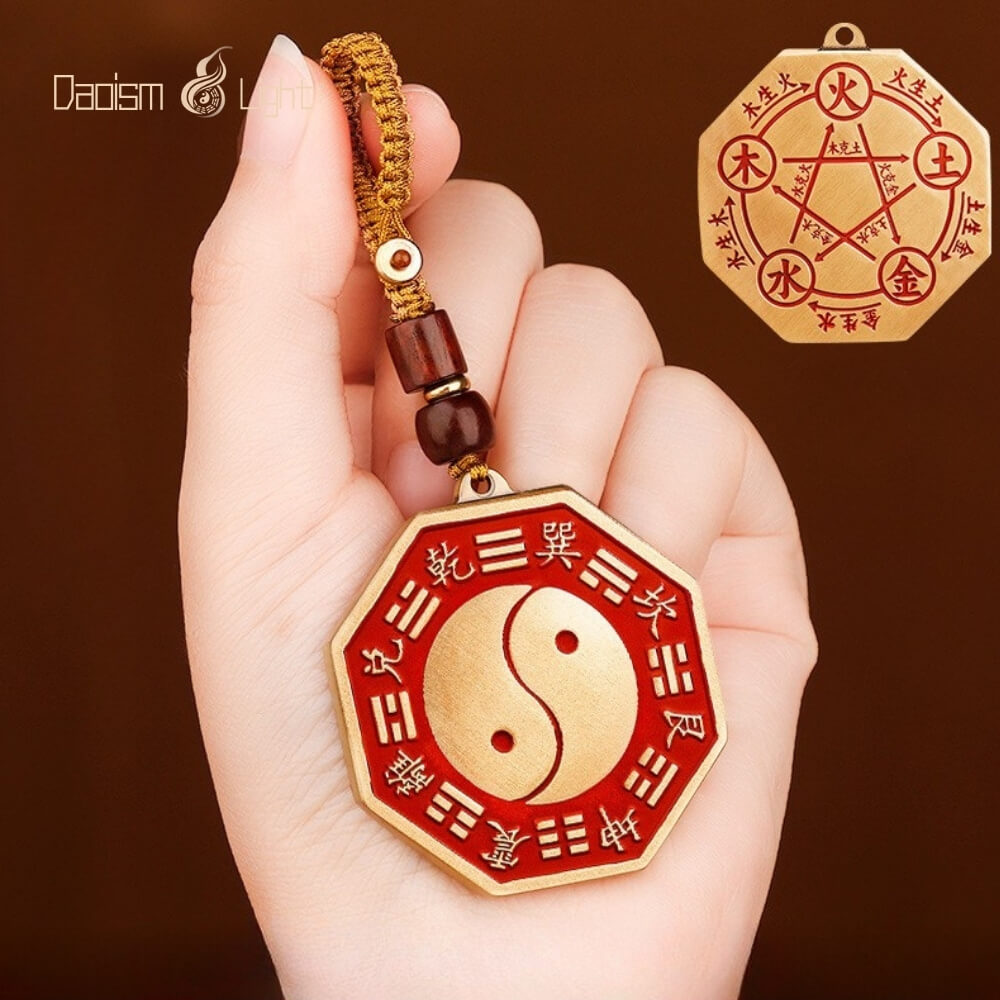 Daoism Light Brass Five Elements Taiji Bagua Mirror-Style Charm 11 Daoism Light brass Five Elements Taiji Bagua mirror-style charm