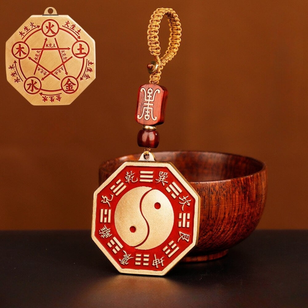 Daoism Light Brass Five Elements Taiji Bagua Mirror-Style Charm 10 Daoism Light brass Five Elements Taiji Bagua mirror-style charm