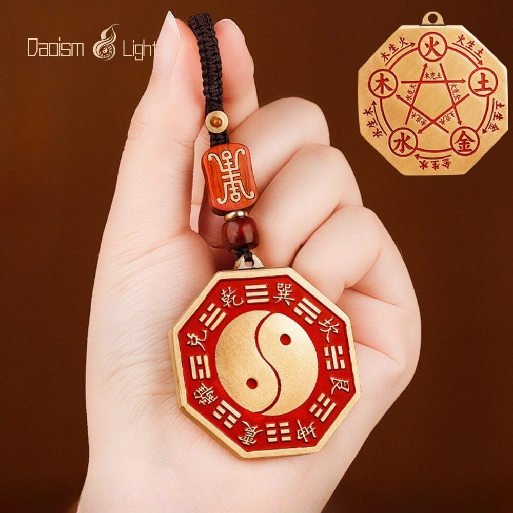 Daoism Light Brass Five Elements Taiji Bagua Mirror-Style Charm 7 Daoism Light brass Five Elements Taiji Bagua mirror-style charm