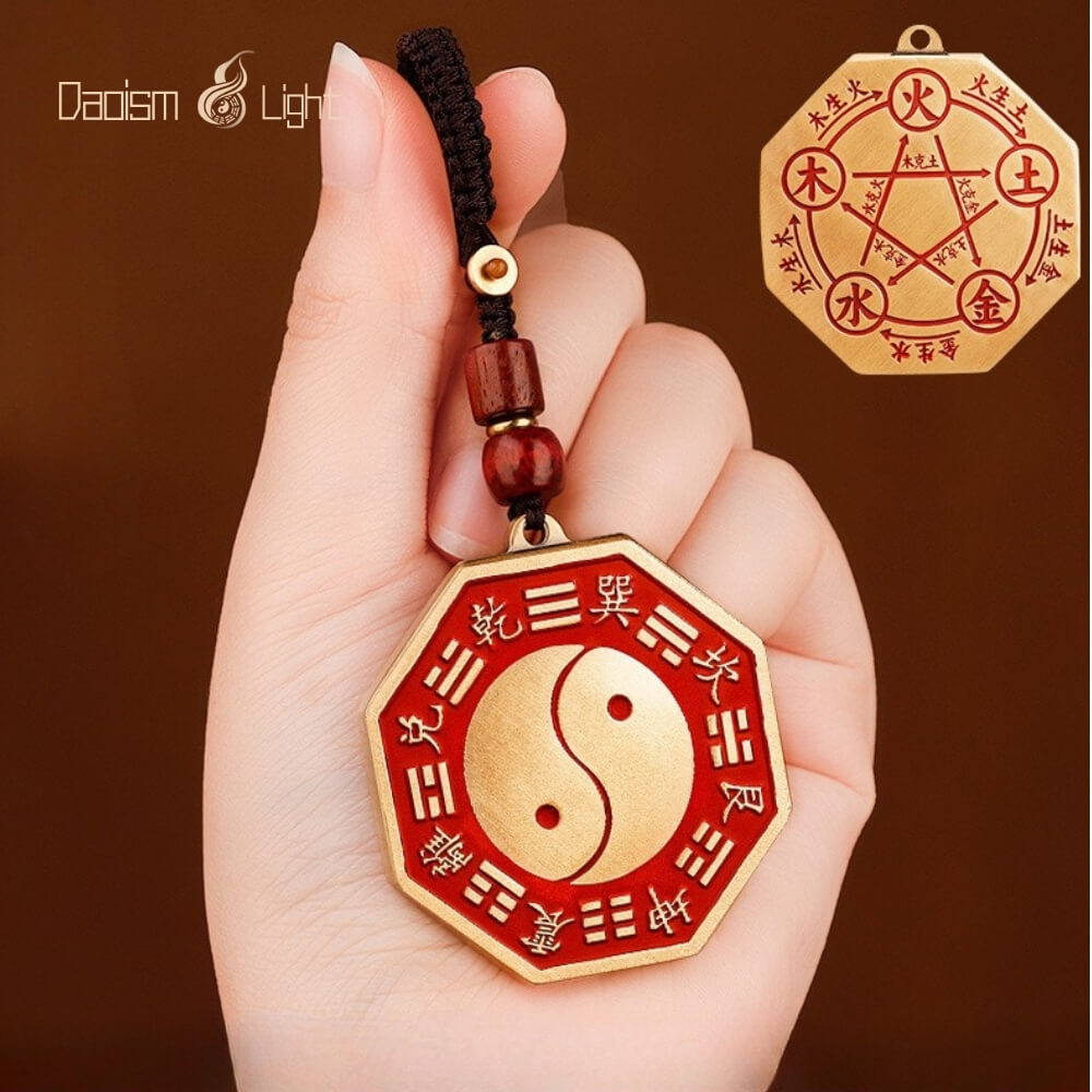 Daoism Light Brass Five Elements Taiji Bagua Mirror-Style Charm 6 Daoism Light brass Five Elements Taiji Bagua mirror-style charm