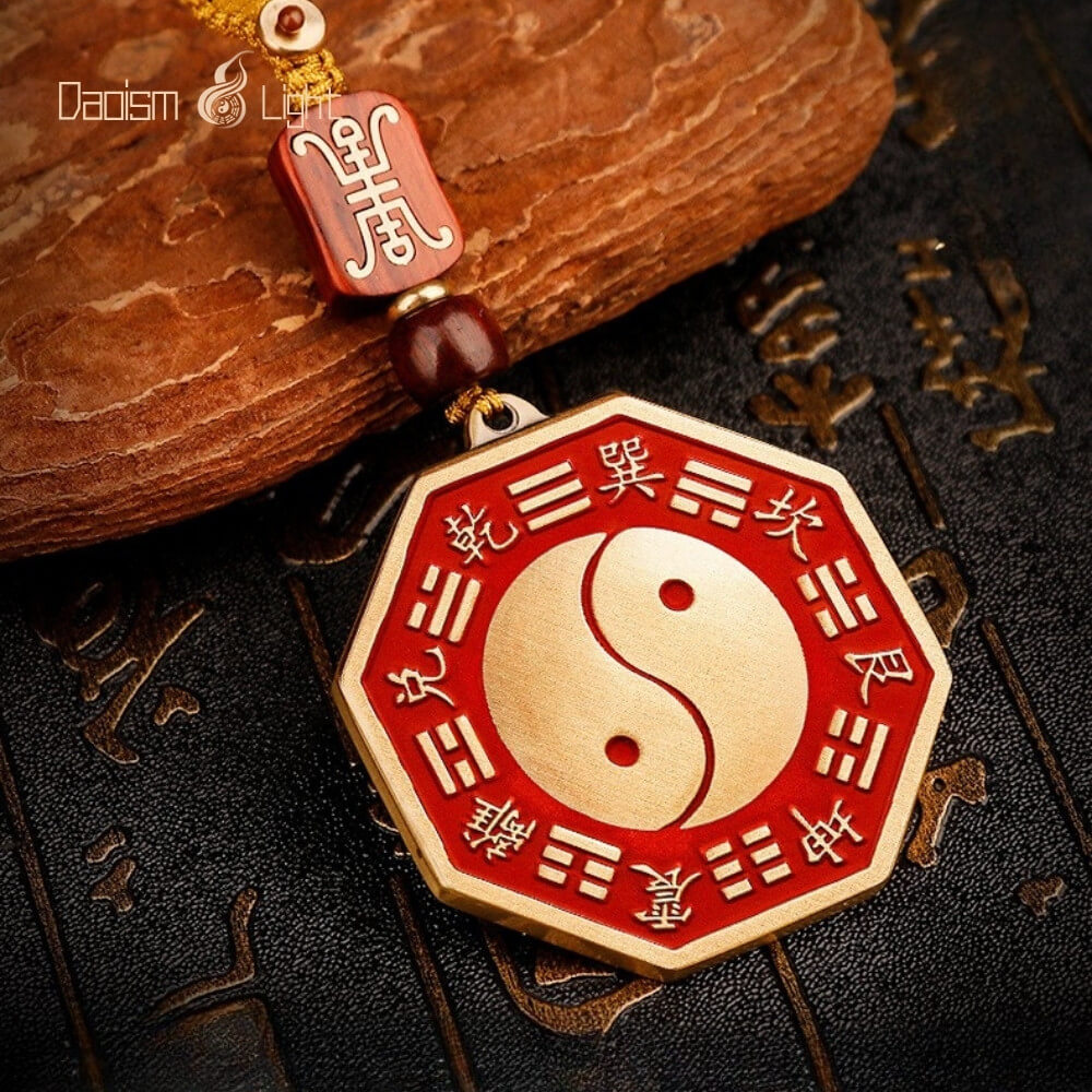 Daoism Light Brass Five Elements Taiji Bagua Mirror-Style Charm 4 Daoism Light brass Five Elements Taiji Bagua mirror-style charm