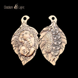 Daoism Light brass Pixiu Pi Yao Five Emperor Coin leaf keychain for daily carry