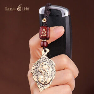 brass Pixiu Pi Yao Five Emperor Coin leaf keychain for daily carry