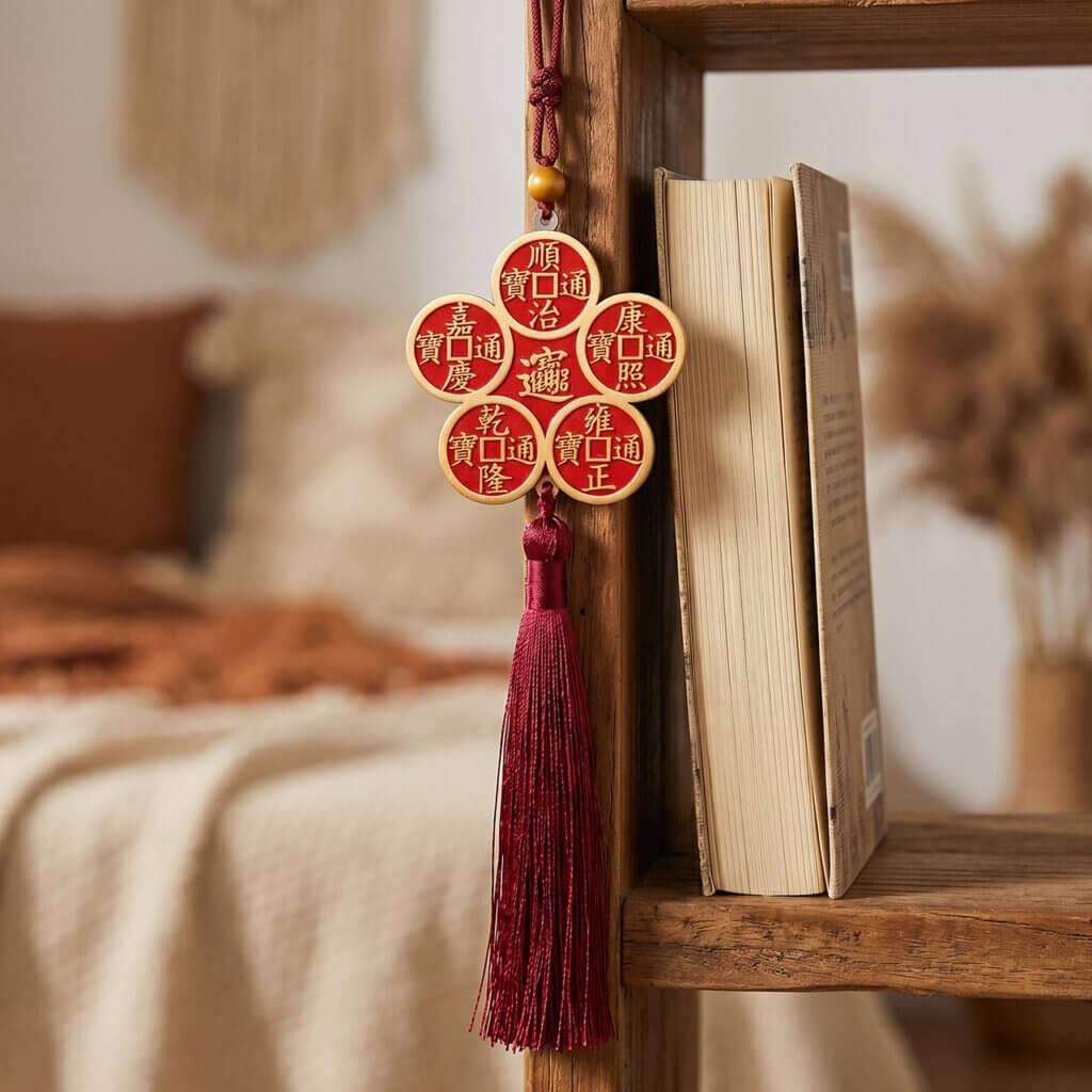 Brass auspicious hanging charm for home entrance shop decor and zen room