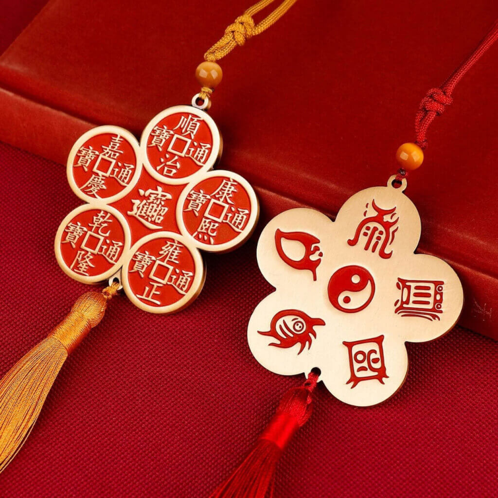 Brass auspicious hanging charm for home entrance shop decor and zen room
