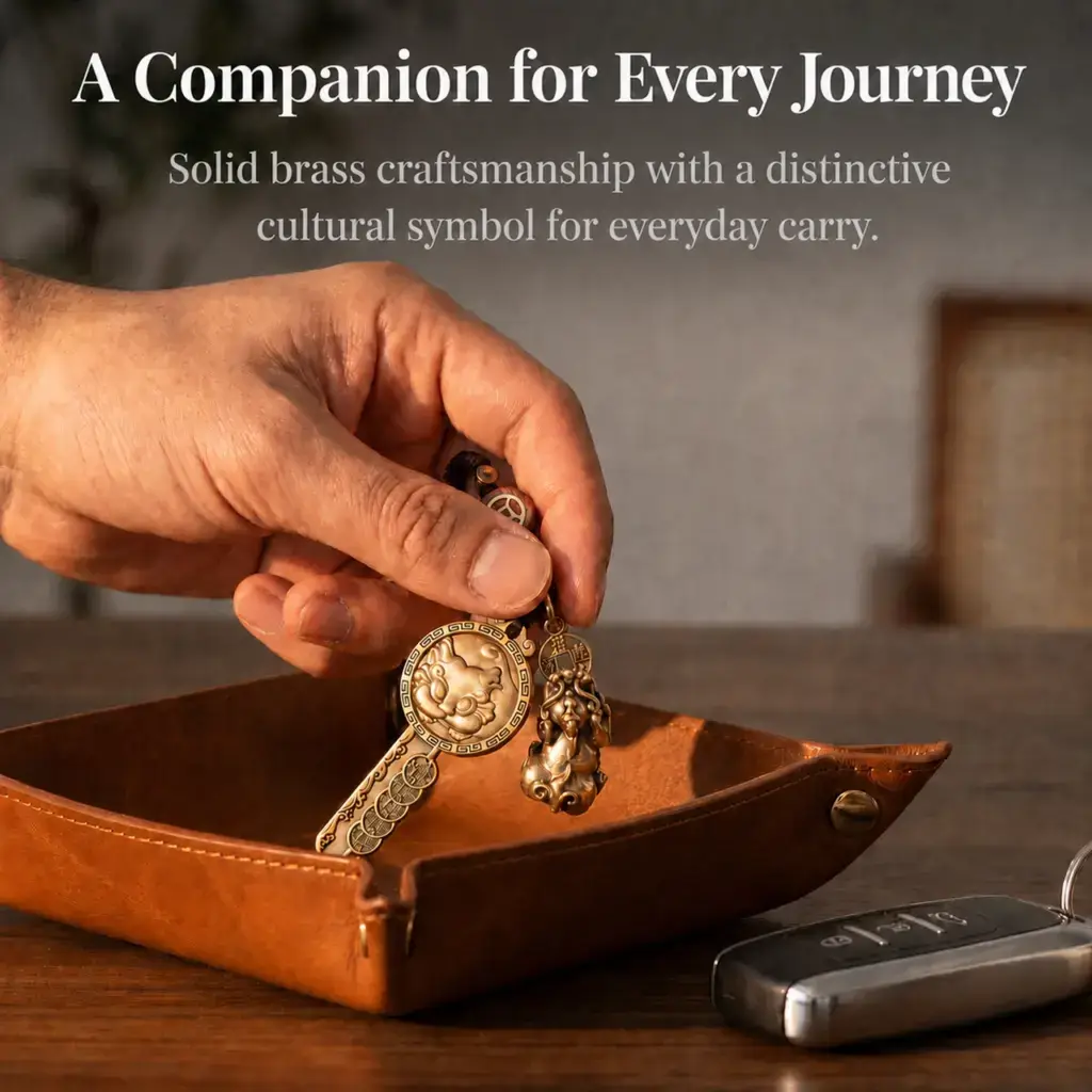 Daoism Light solid brass Pixiu key charm pendant and hanging charm