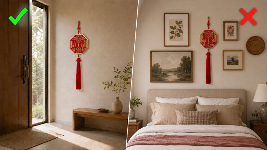 Daoist Home Decor Placement: Taoist Wall Decor Guide 2 Correct and avoid examples for Daoist wall decor placement