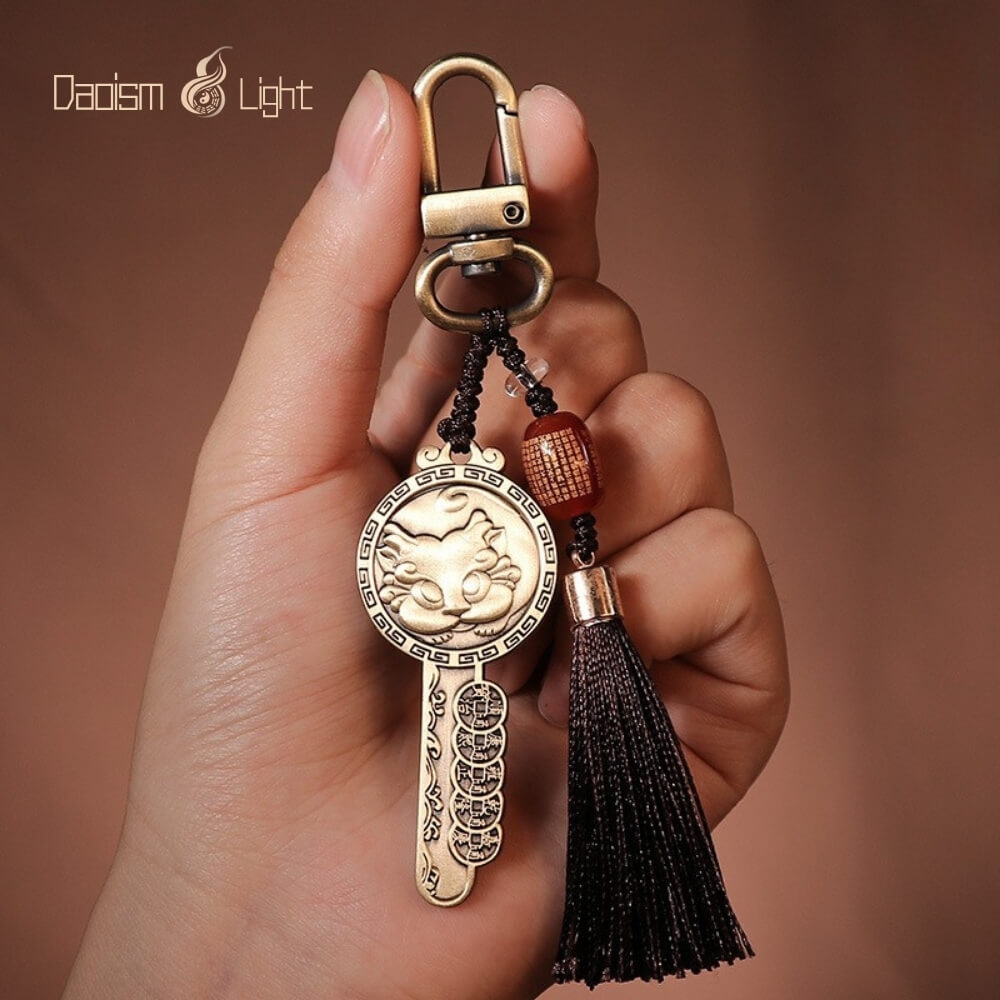 Daoism Light Brass Pixiu Key Pendant and Keychain Charm 9 Daoism Light brass Pixiu key pendant and charm collection