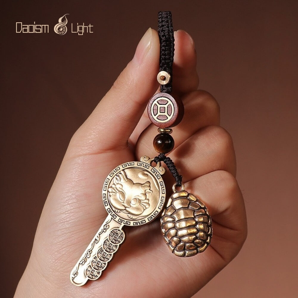 Daoism Light Brass Pixiu Key Pendant and Keychain Charm 8 Daoism Light brass Pixiu key pendant and charm collection