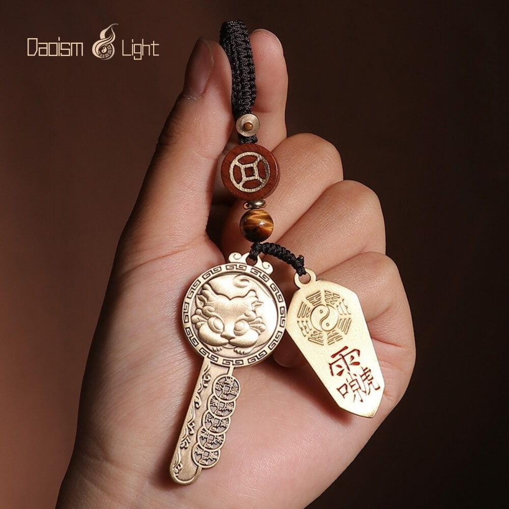 Daoism Light Brass Pixiu Key Pendant and Keychain Charm 7 Daoism Light brass Pixiu key pendant and charm collection