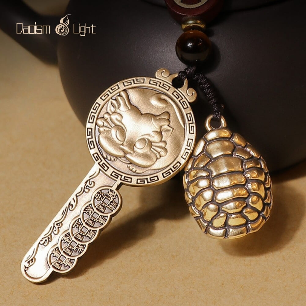 Daoism Light Brass Pixiu Key Pendant and Keychain Charm 3 Daoism Light brass Pixiu key pendant and charm collection