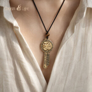 Solid brass Pixiu key pendant with Chinese symbolic design