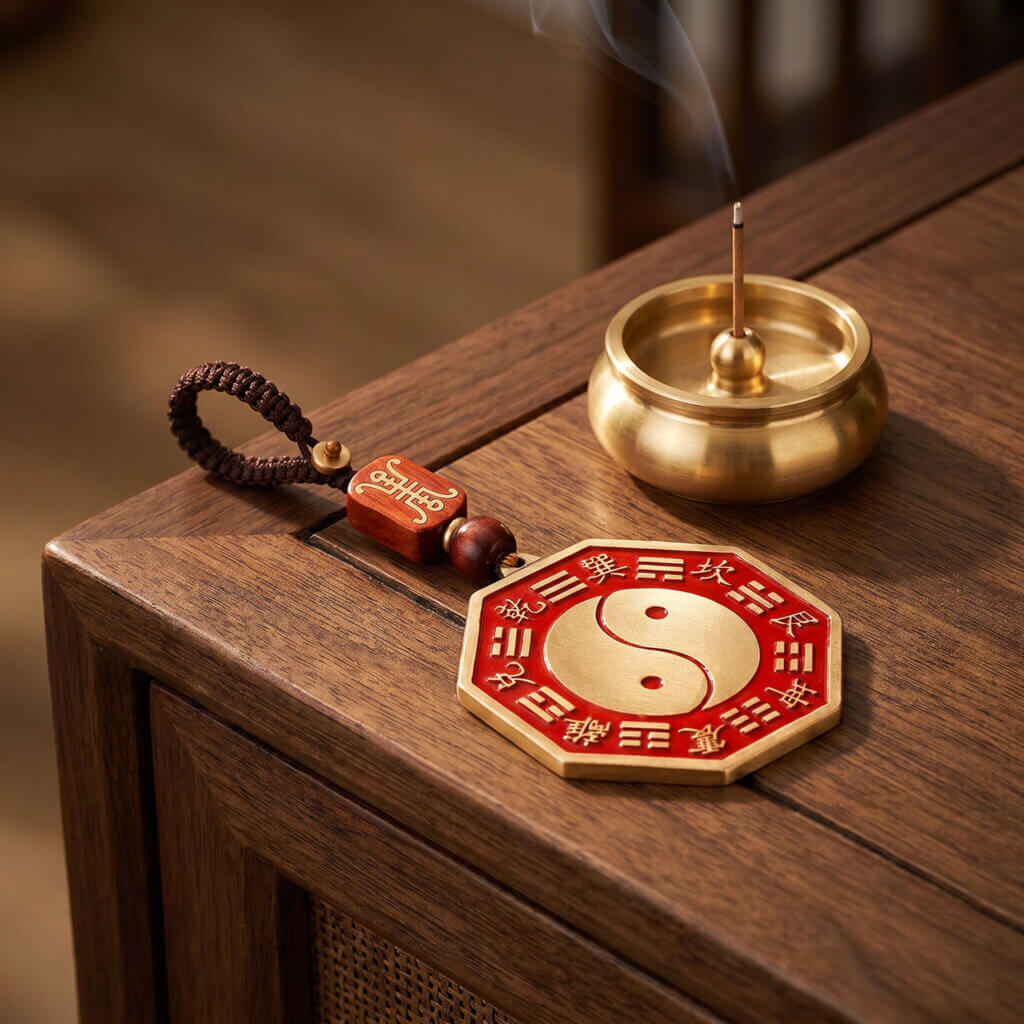 Daoist Taiji Bagua Yin Yang charm for keys and bags