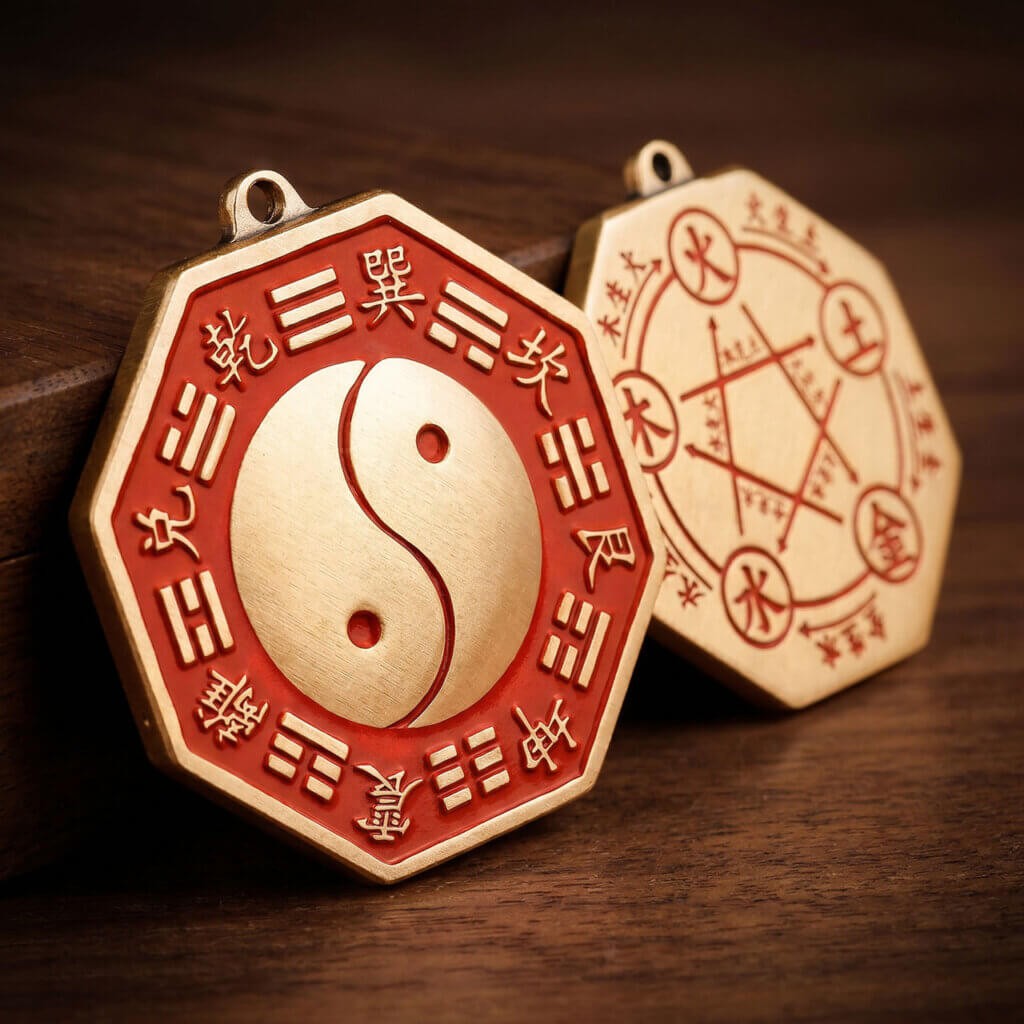 Daoist Taiji Bagua Yin Yang charm for keys and bags