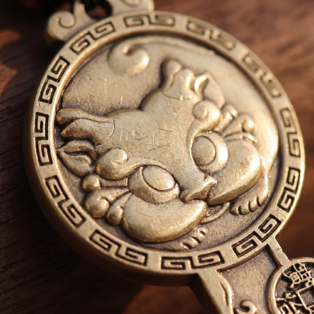 Chinese symbolic brass key charm by Daoism Light