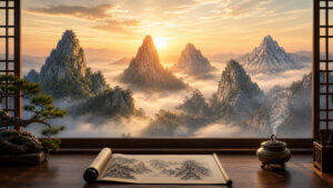 Wu Yue Zhen Xing Tu meaning shown through a Daoist Five Sacred Mountains symbol