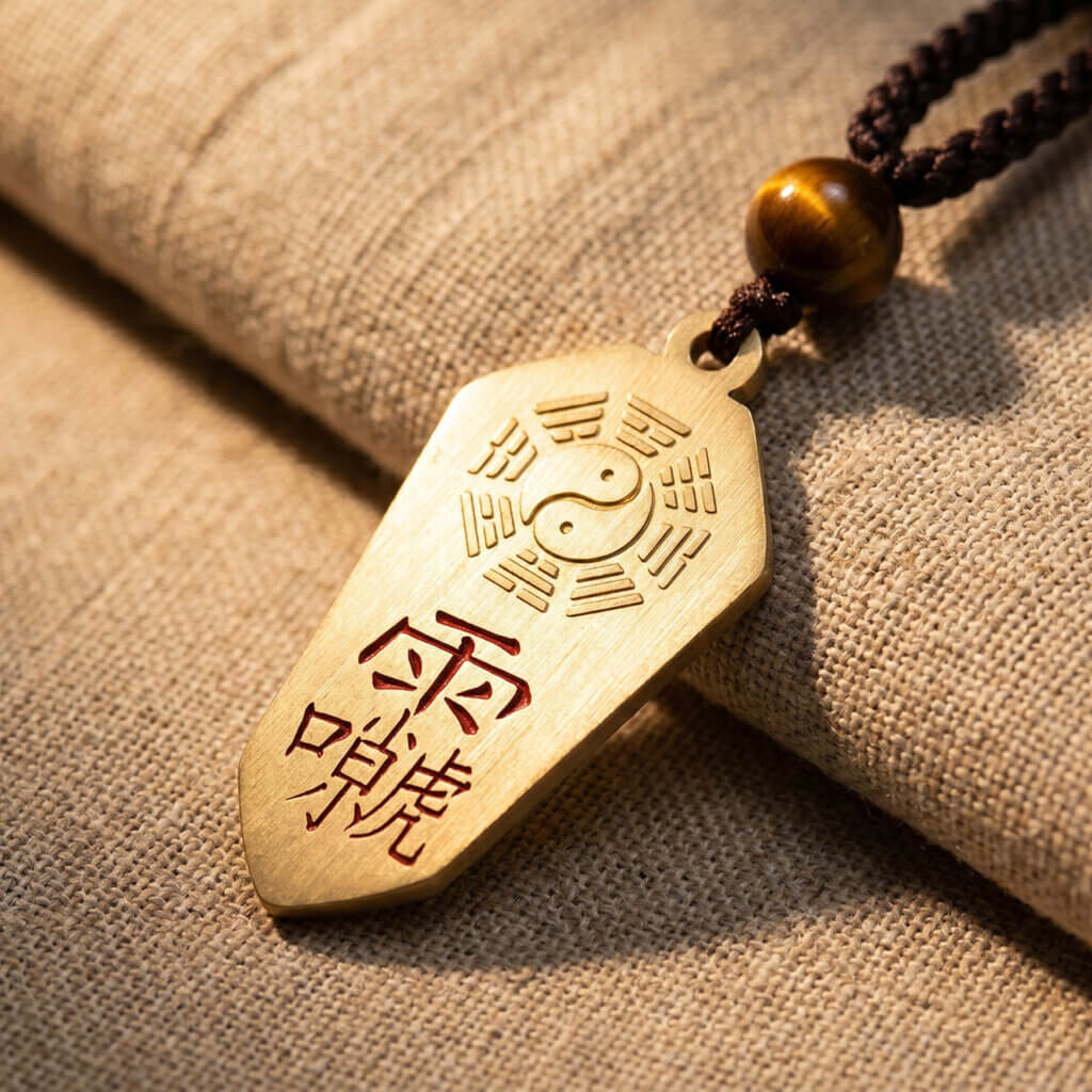 Bagua Thunder Deity Talisman Brass Keychain Pendant