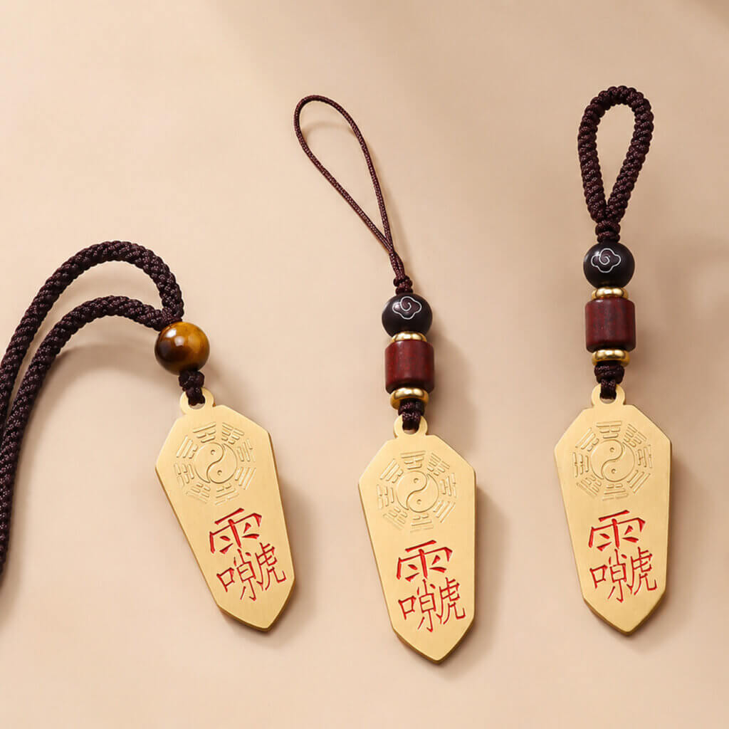Bagua Thunder Deity Talisman Brass Keychain Pendant