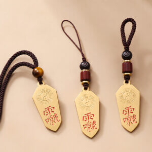 Bagua Thunder Deity Talisman Brass Keychain Pendant