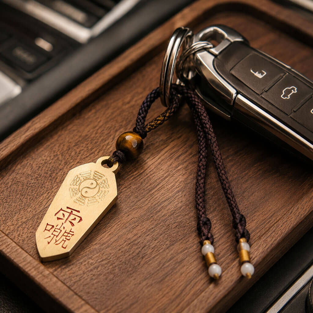 Daoism Light brass charm for keys bags and daily carry