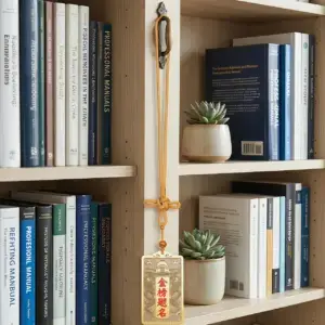 Dragon Gate portal and koi brass ornament for learning spaces and bookshelves
