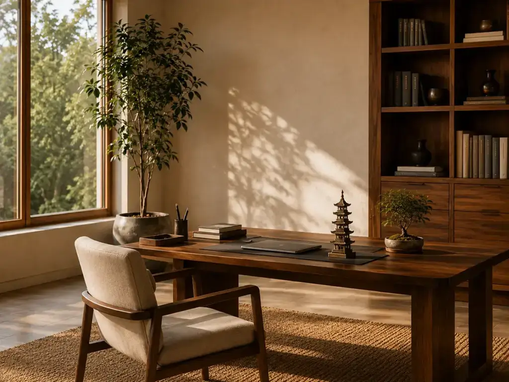 Daoist Feng Shui home decor showing balanced space, natural light, and Daoist-inspired accents