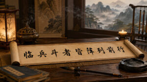 Nine Mantra meaning shown through Taoist Nine Words Mantra symbols in traditional culture