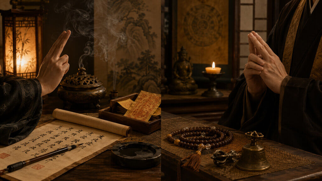 Nine Mantra meaning shown through Taoist Nine Words Mantra symbols in traditional culture