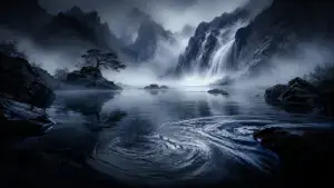 Water moistens and descends in Wu Xing philosophy through rain, gathering streams, and downward movement
