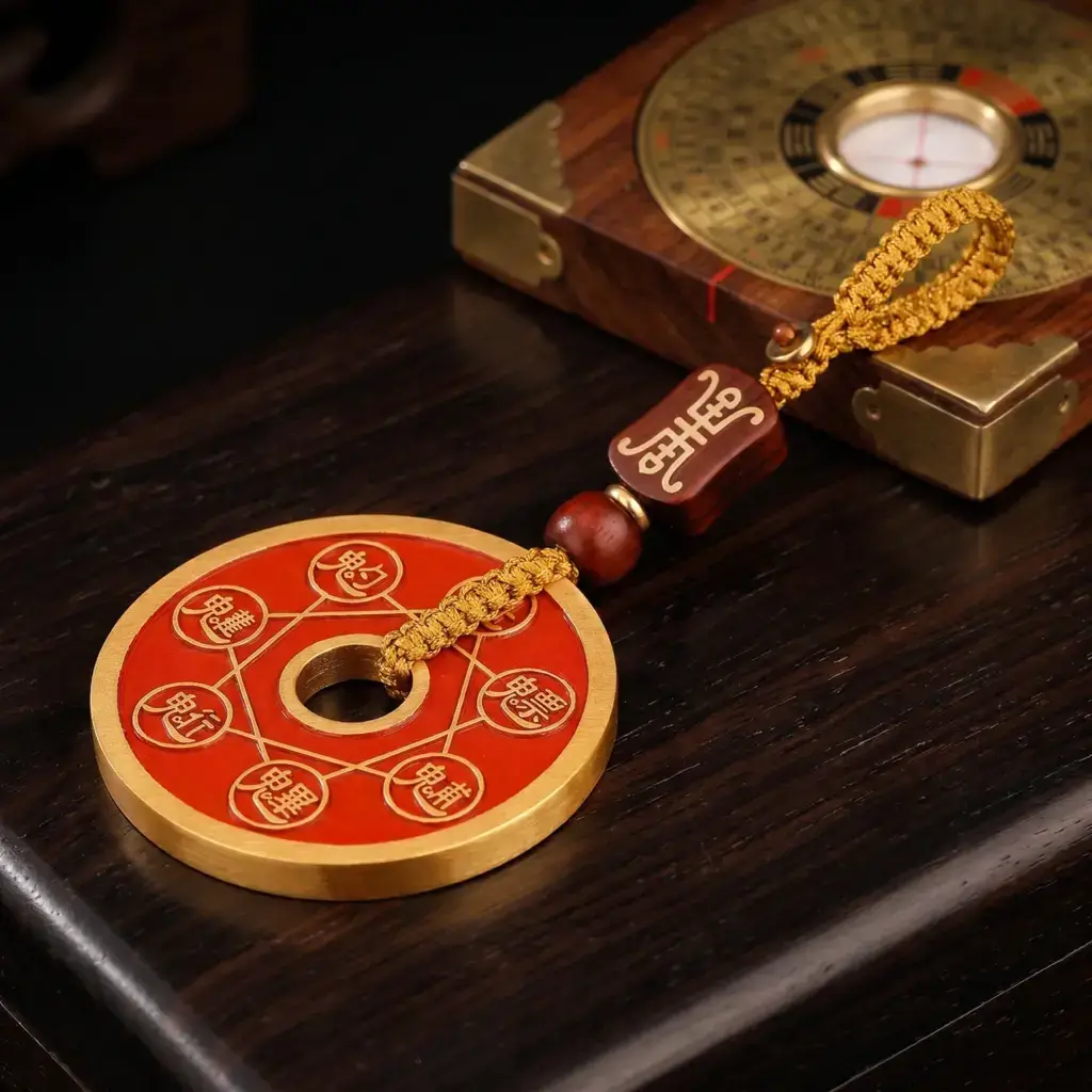 Big Dipper brass coin keychain charm styled with everyday accessories
