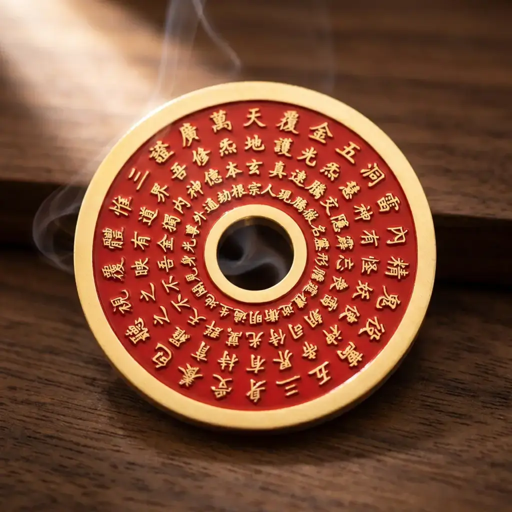 Daoism Light brass Jin Guang Zhou Big Dipper coin charm with double-sided engraved design