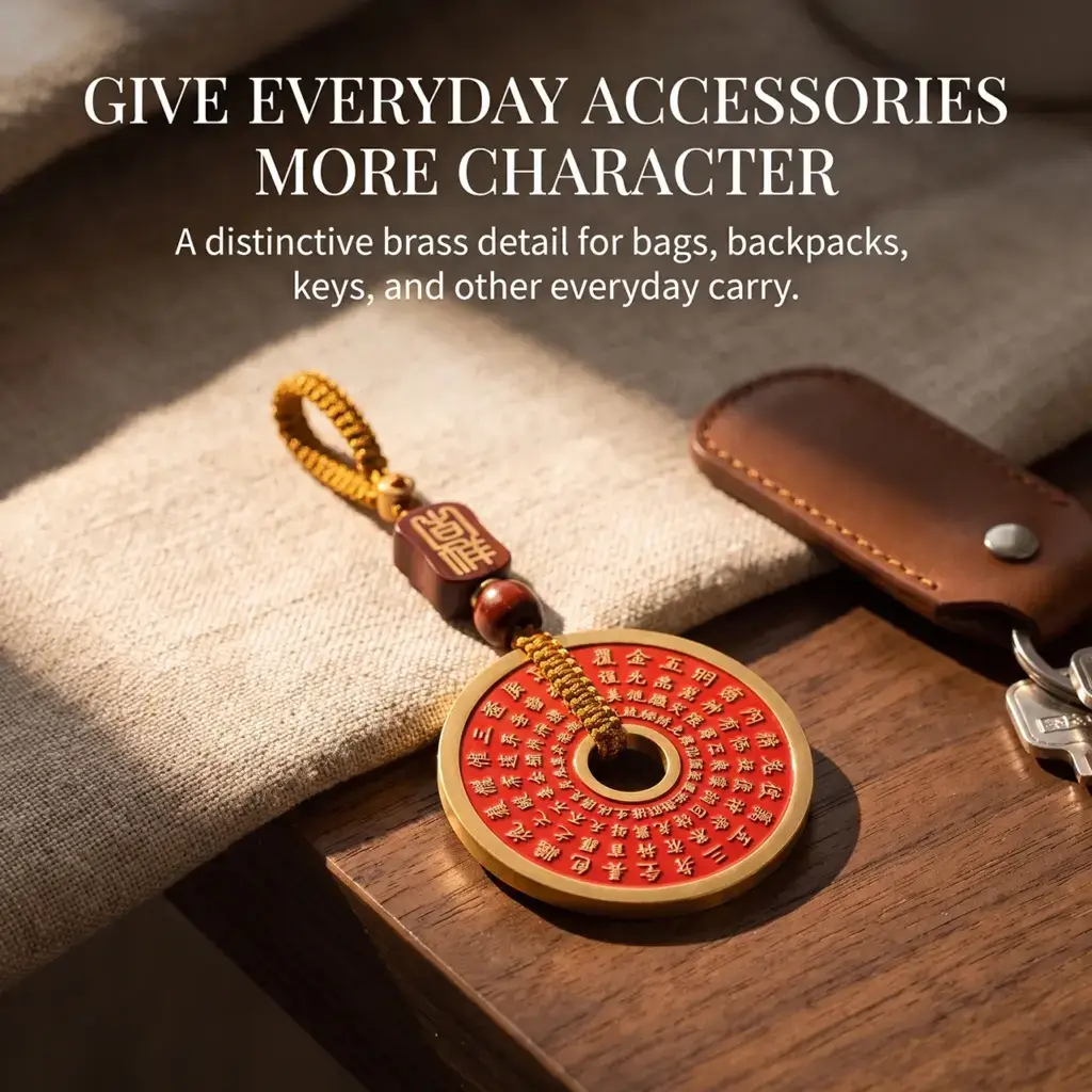 Daoism Light brass Jin Guang Zhou Big Dipper coin charm with double-sided engraved design