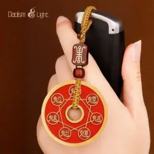 Big Dipper brass coin keychain charm styled with everyday accessories