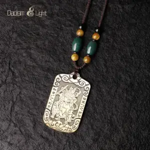 Daoism Light solid brass Zhao Gongming tiger token pendant necklace