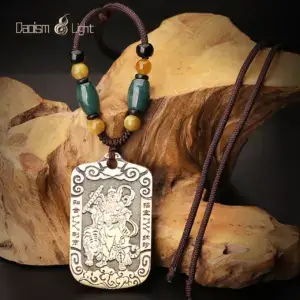 Daoism Light solid brass Zhao Gongming tiger token pendant necklace