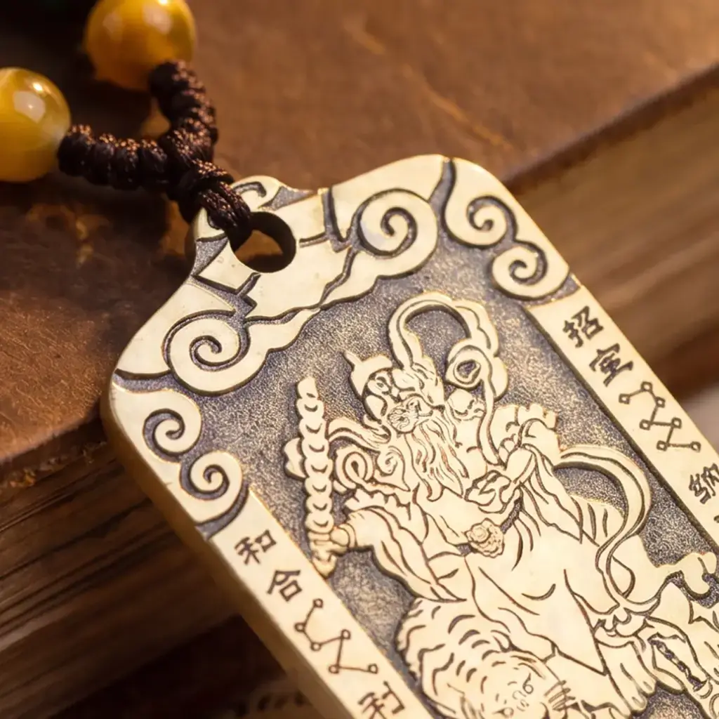 Daoism Light solid brass Zhao Gongming tiger token pendant necklace