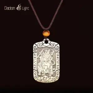 Daoism Light solid brass Zhao Gongming tiger token pendant necklace