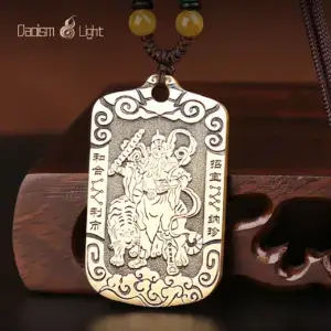 Daoism Light solid brass Zhao Gongming tiger token pendant necklace