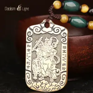 Daoism Light solid brass Zhao Gongming tiger token pendant necklace
