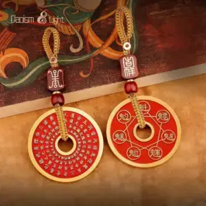Daoism Light brass Jin Guang Zhou Big Dipper coin charm with double-sided engraved design