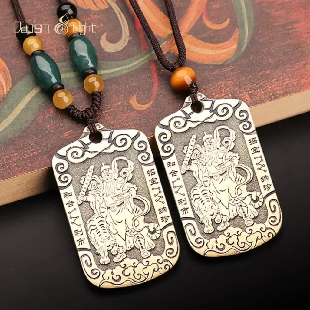 Daoism Light solid brass Zhao Gongming tiger token pendant necklace